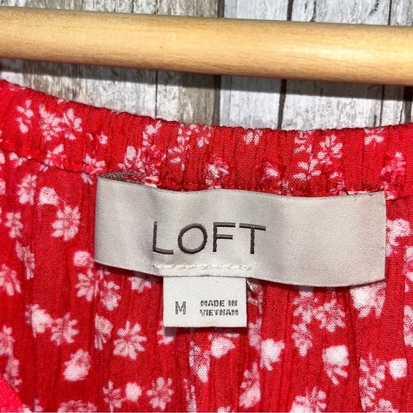 LOFT Smocked Floral Dot Peasant Blouse - Picture 5 of 5
